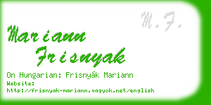 mariann frisnyak business card