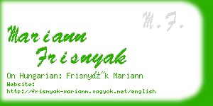 mariann frisnyak business card